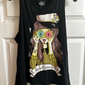 Rare Vintage Valfre Donut Give A F*** Muscle Tank in Black